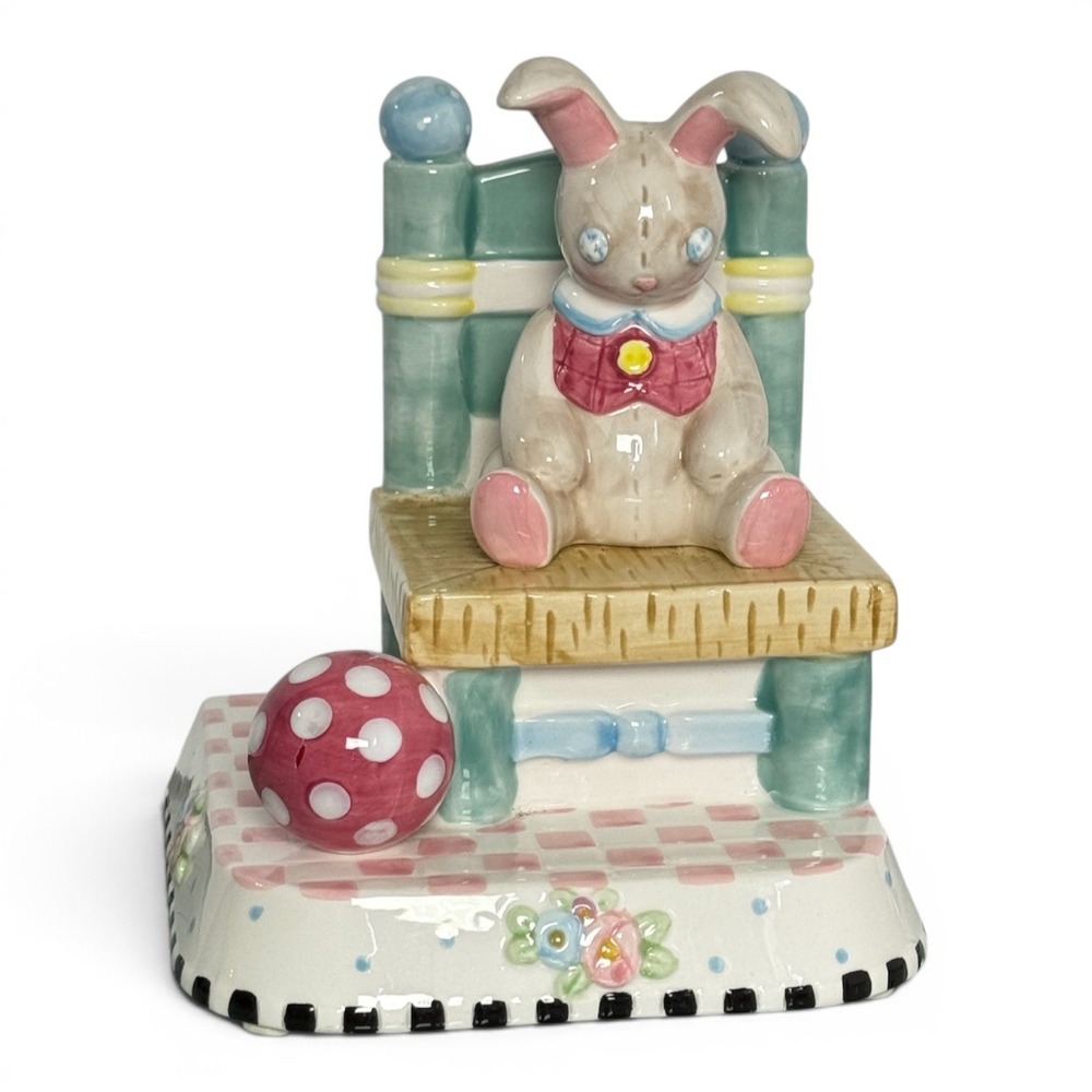 Mary Engelbreit Porcelain Nursery Bunny Single Bookend Cottagecore 2000 Vintage